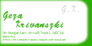 geza krivanszki business card